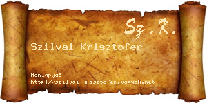 Szilvai Krisztofer névjegykártya